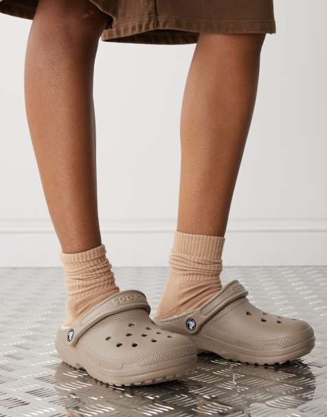 Crocs unisex classic lined clogs in mushroom/bone - view 1