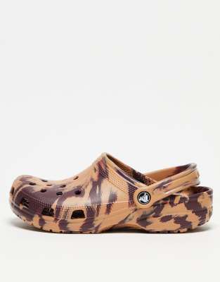 Shop Crocs Unisex Classic Marbled Clog In Brown Multi