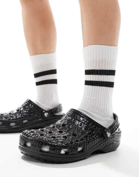 Crocs unisex classic metallic Crocskin clog black - view 1