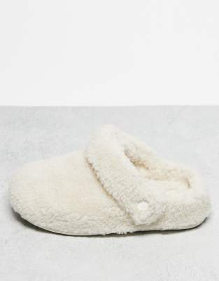 Crocs Crocs Unisex Cozzzy fleece slipper in cream-Neutral