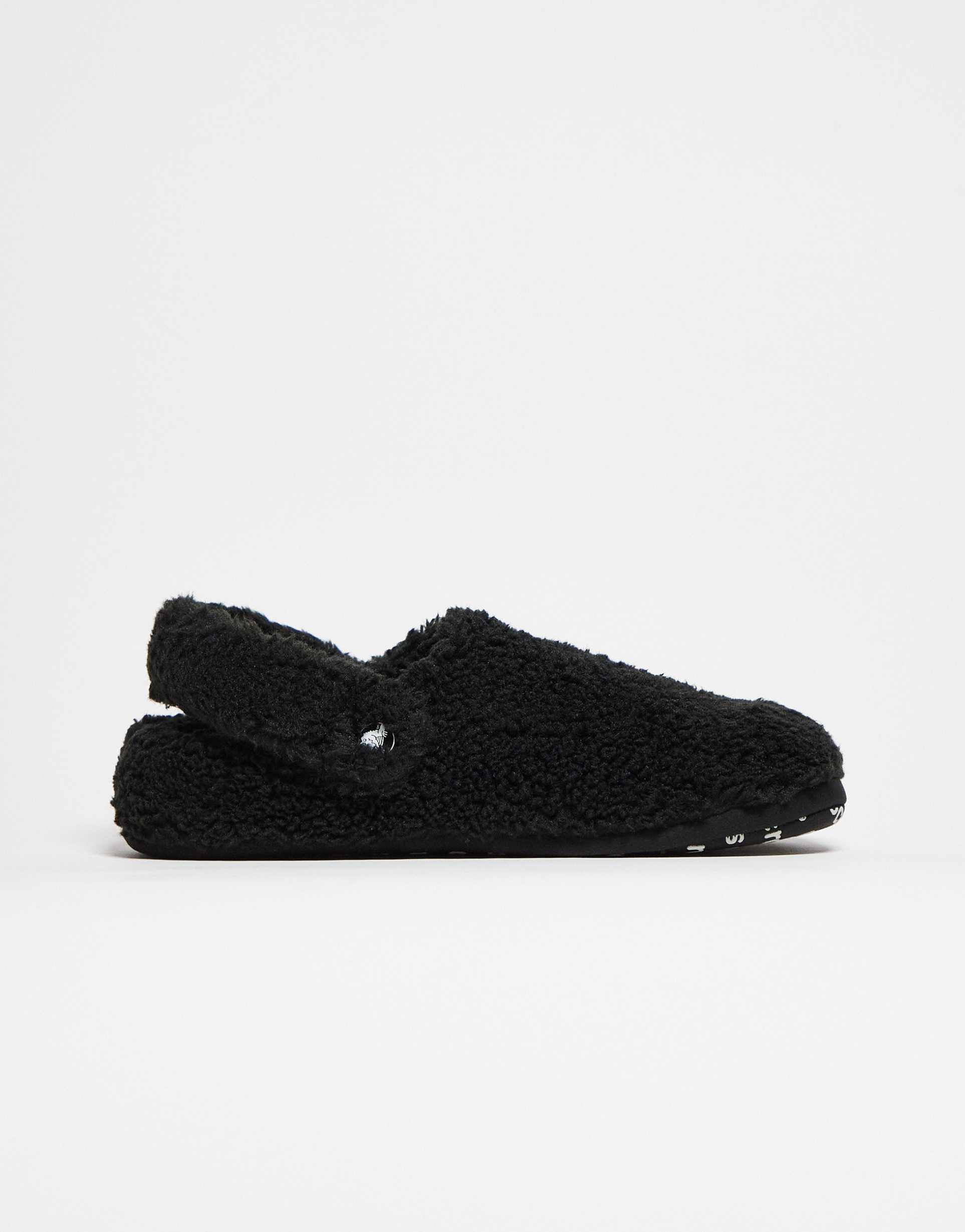 crocs unisex cozzzy fleece slippers in black