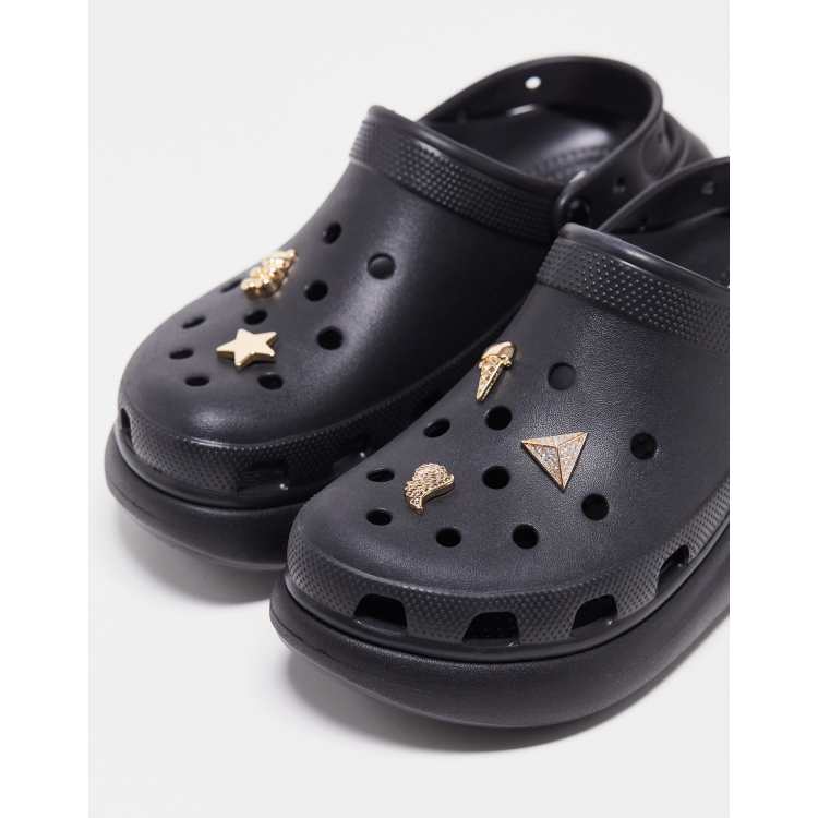 Black and gold store crocs