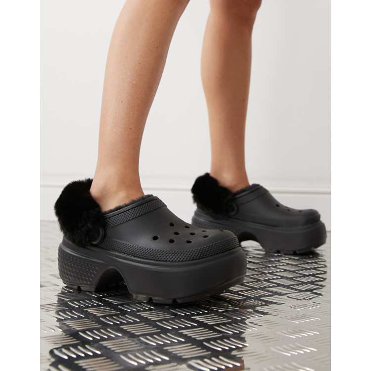 Crocs Unisex Stomp lined clog in black