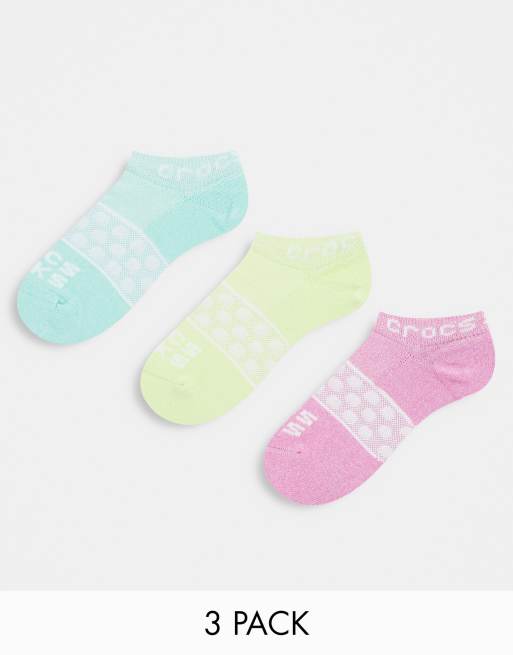 Crocs – Zestaw 3 par niskich skarpetek w pastelowych wzorach