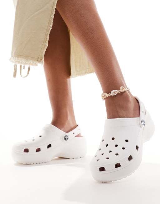 Crocs - Zoccoli con plateau classici colore bianco