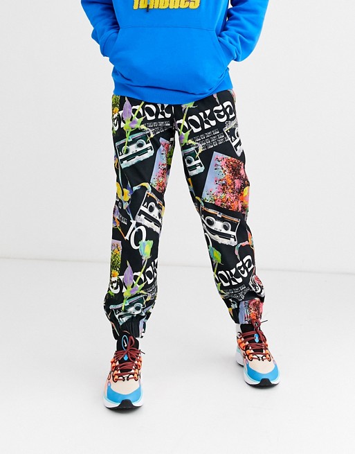 Crooked Tongues casette hawaian printed trousers