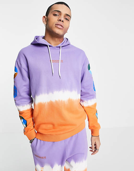 Crooked Tongues co-ord hoodie in bleached multi colour
