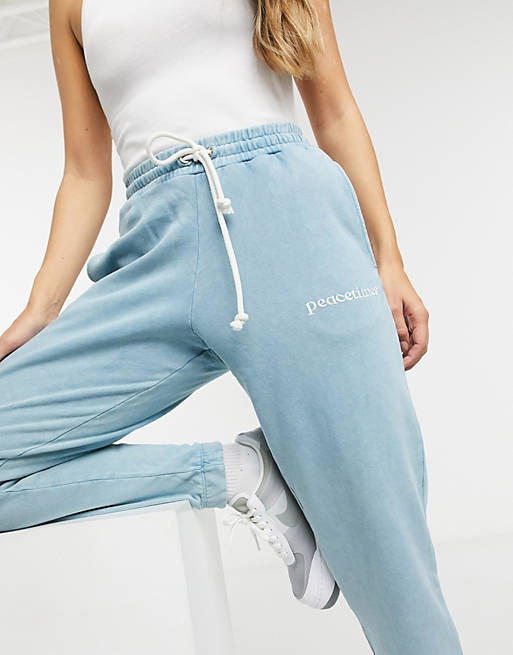 Crooked Tongues co-ord jogger with peacetimes logo in wash