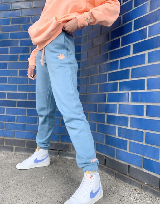 Crooked tongues co-ord oversized jogger with logo print in washed blue