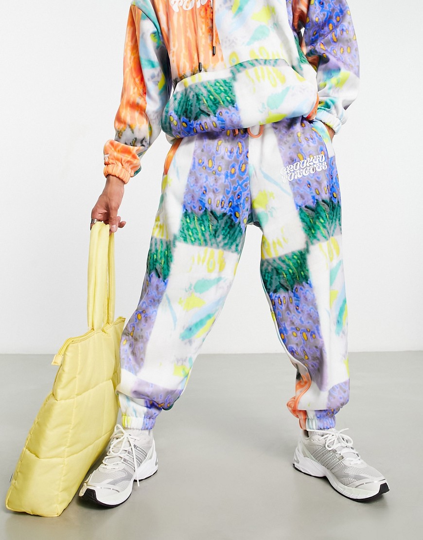 Crooked Tongues co-ord relaxed jogger with all over print in multi