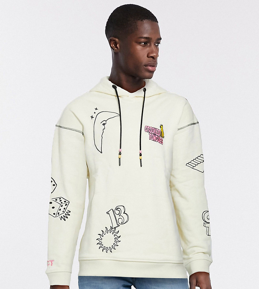 Crooked Tongues co-ord unisex hoodie with all over icon print-Multi