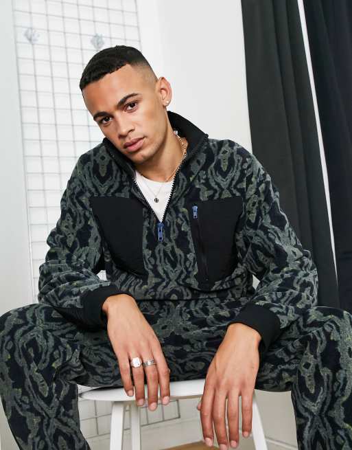 Crooked Tongues fleece camo patch half zip sweatshirt in multi - part of a  set | ASOS