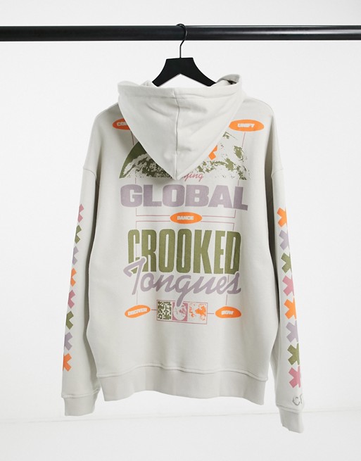 Crooked Tongues hoodie with global back print