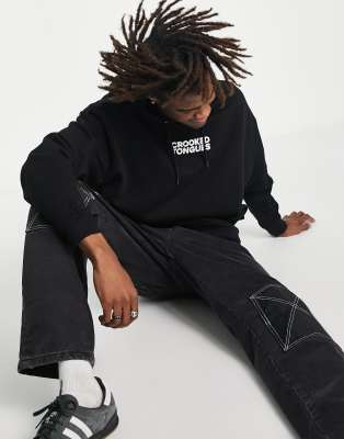 Crooked Tongues hoodie with logo print in black - ASOS Price Checker