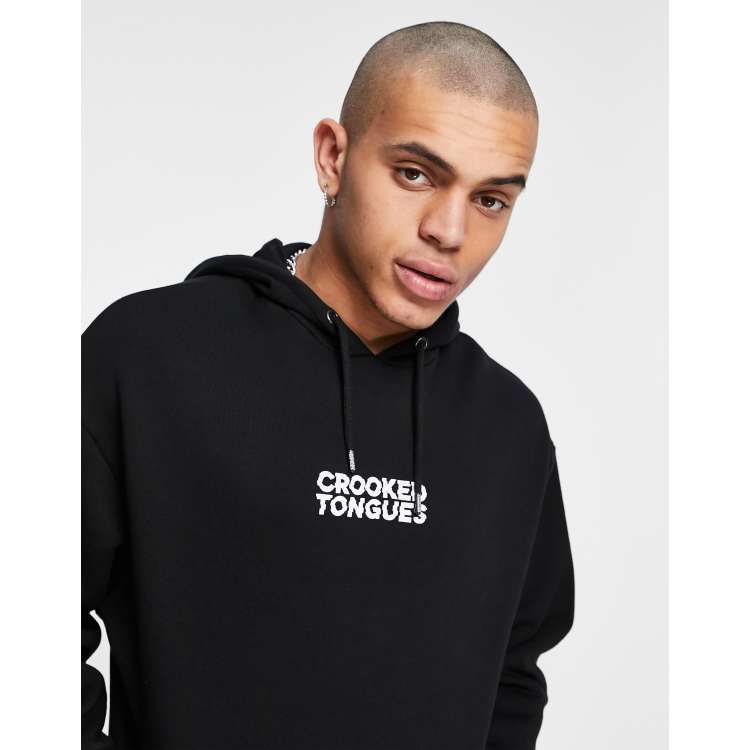 Crooked tongues grey outlet hoodie