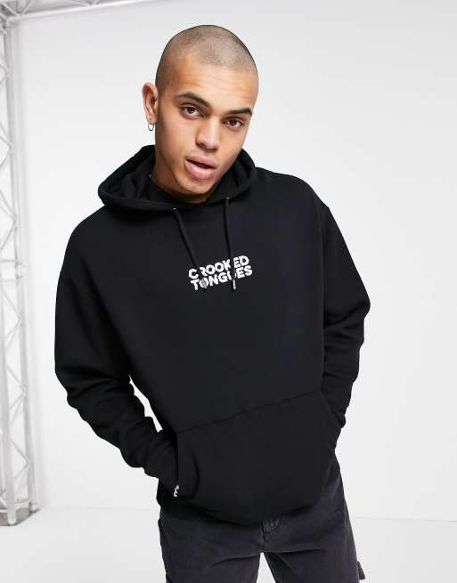 Crooked Tongues hoodie with logo print in black