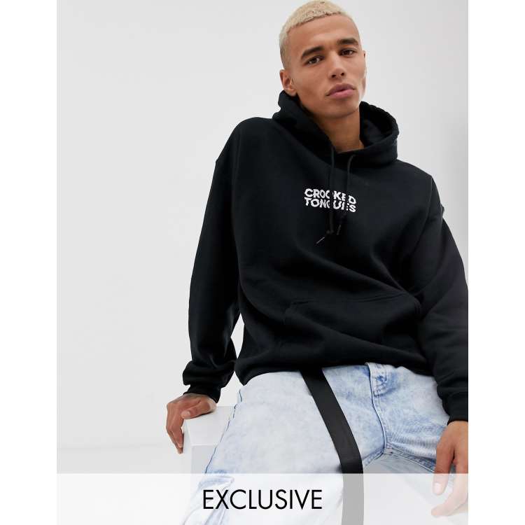 Crooked Tongues hoodie with logo print in black | ASOS