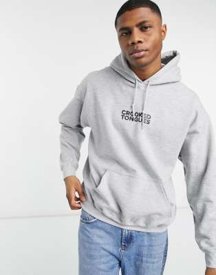 Crooked Tongues Hoodie With Logo Print In Gray grey ModeSens