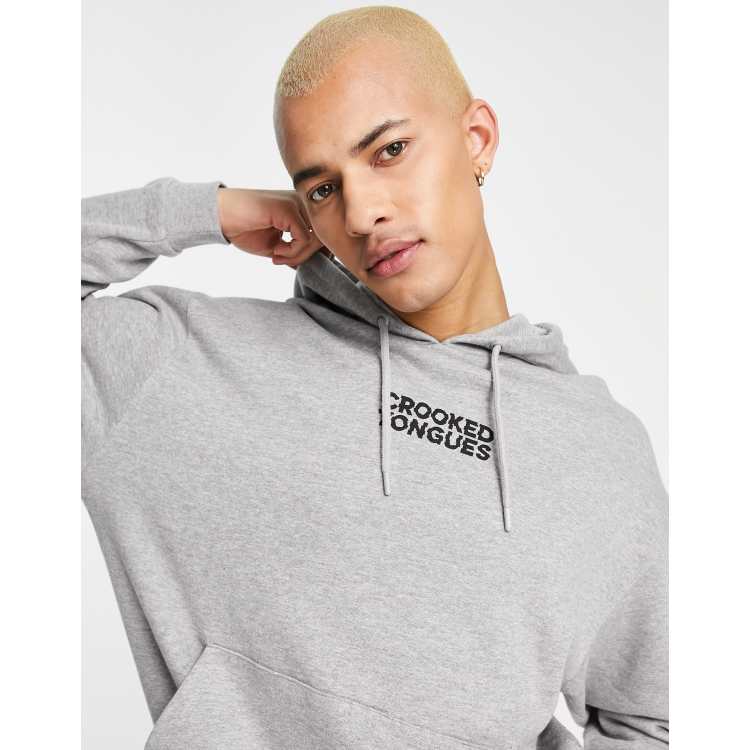 Crooked Tongues hoodie with logo print in grey | ASOS