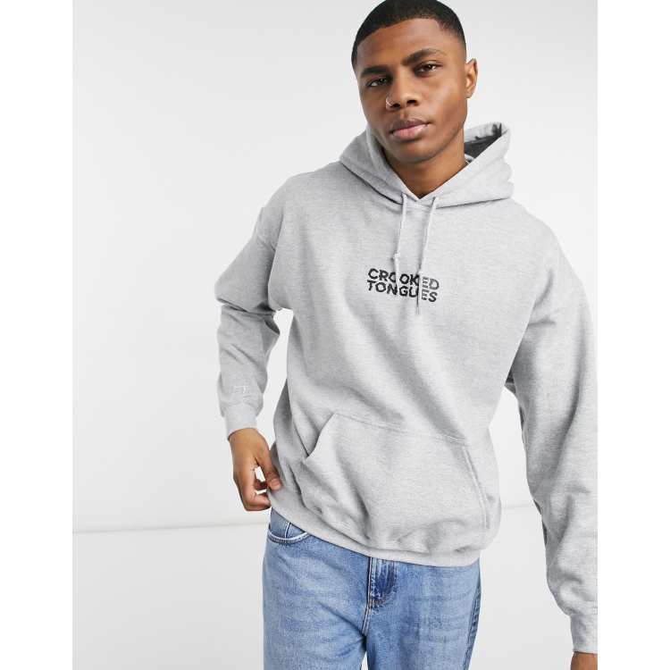 Crooked Tongues hoodie with logo print in grey MuslimShops