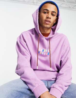 Crooked Tongues Hoodie With Logo Print In Purple ModeSens