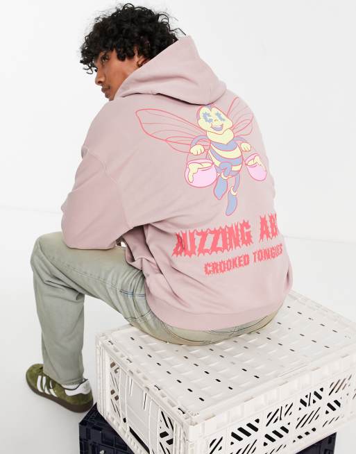 Crooked Tongues – Kapuzenpullover mit „Buzzing About Bee“-Print in Lila