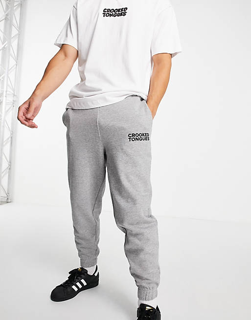 Crooked Tongues logo relaxed jogger in grey