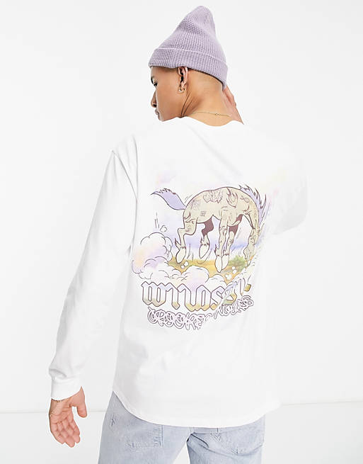 Crooked Tongues long sleeve t-shirt with photographic print in white