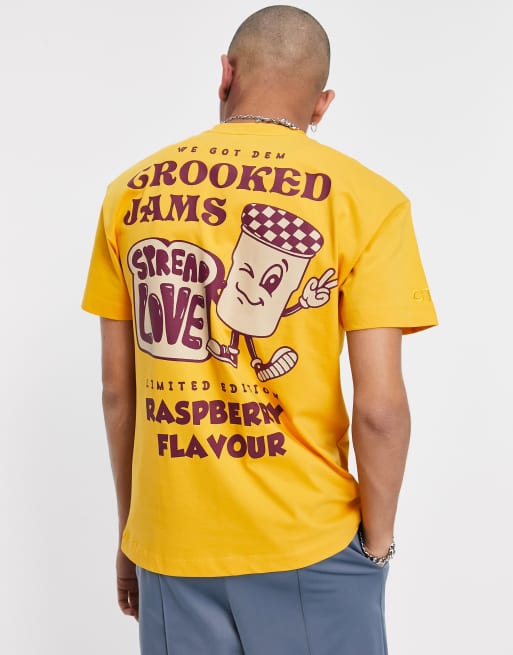 Crooked Tongues – Orange t-shirt med "spread love"-tryck, del av set, 3 av 4