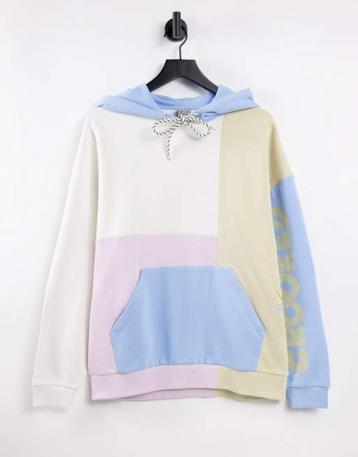 Crooked Tongues – Oversize-Kapuzenpullover im Patchwork-Stil, Kombination