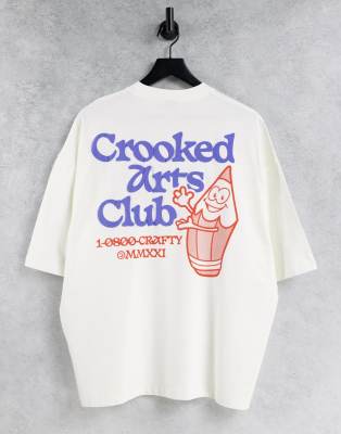 Crooked Tongues oversized soccer jersey in white