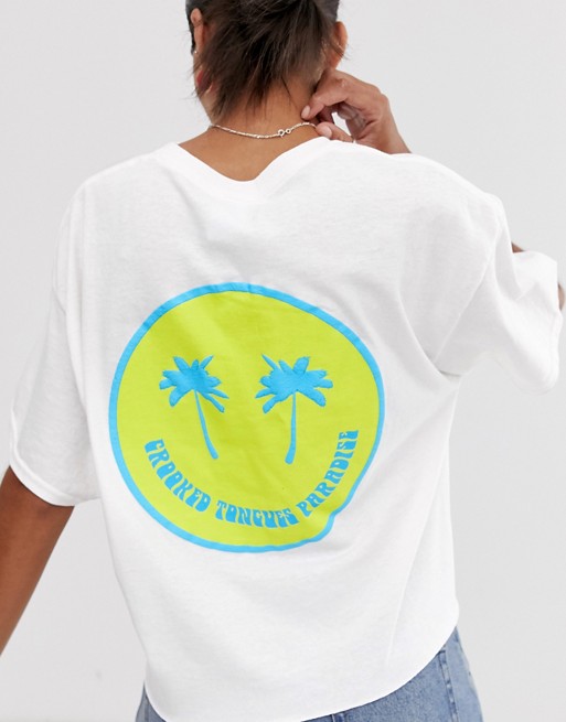 Crooked Tongues oversized cropped t-shirt with palm trees print