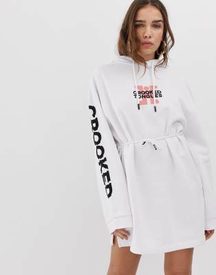 white oversized hoodie dress