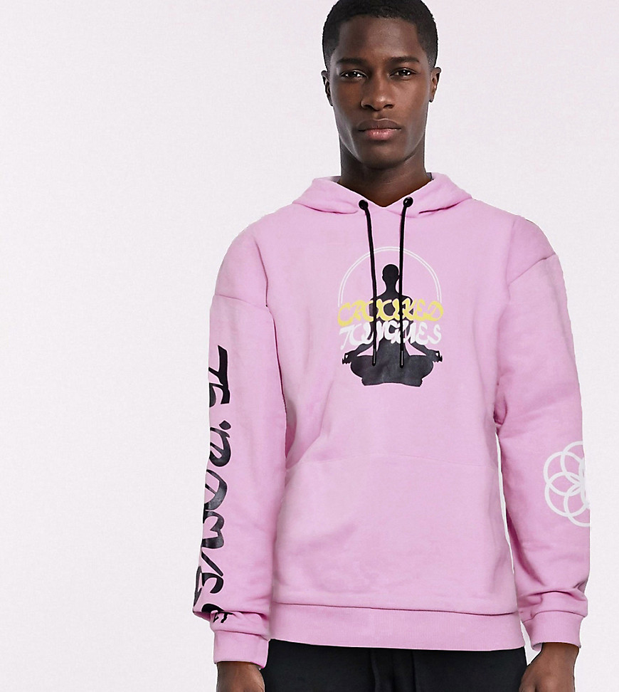 Crooked Tongues oversized hoodie with back print in pink