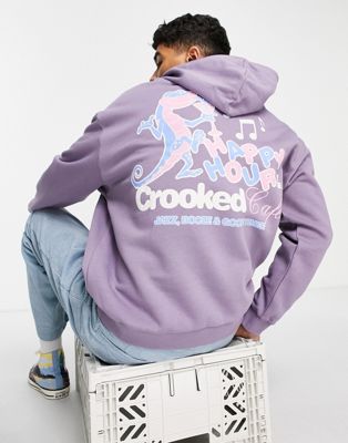 Crooked Tongues oversized hoodie with lizard CT cafe in lilac