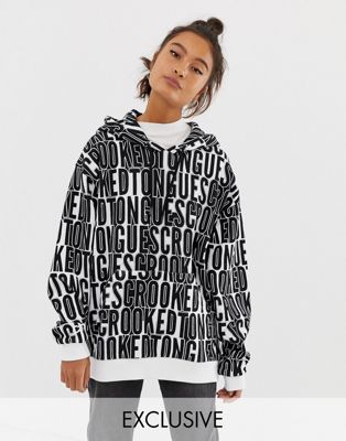 Crooked Tongues oversized hoodie with repeat logo print | ASOS