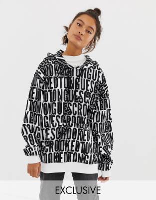 Crooked Tongues oversized hoodie with repeat logo print | ASOS