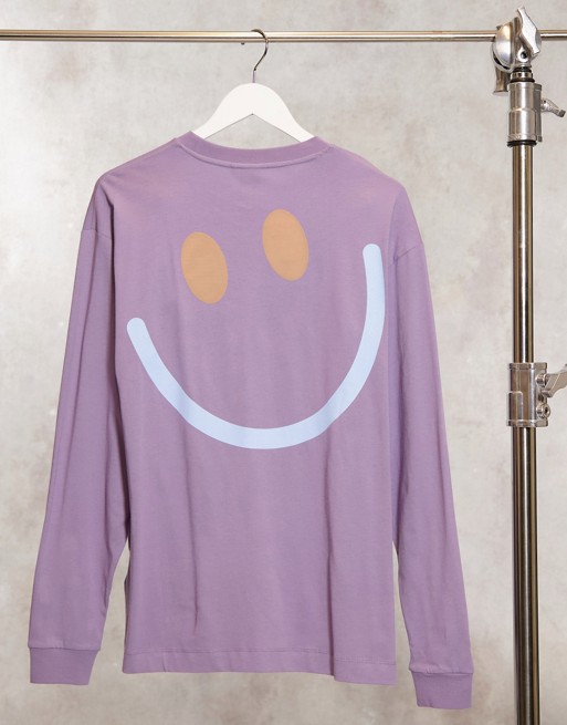 Crooked Tongues oversized long sleeve t shirt with smile print
