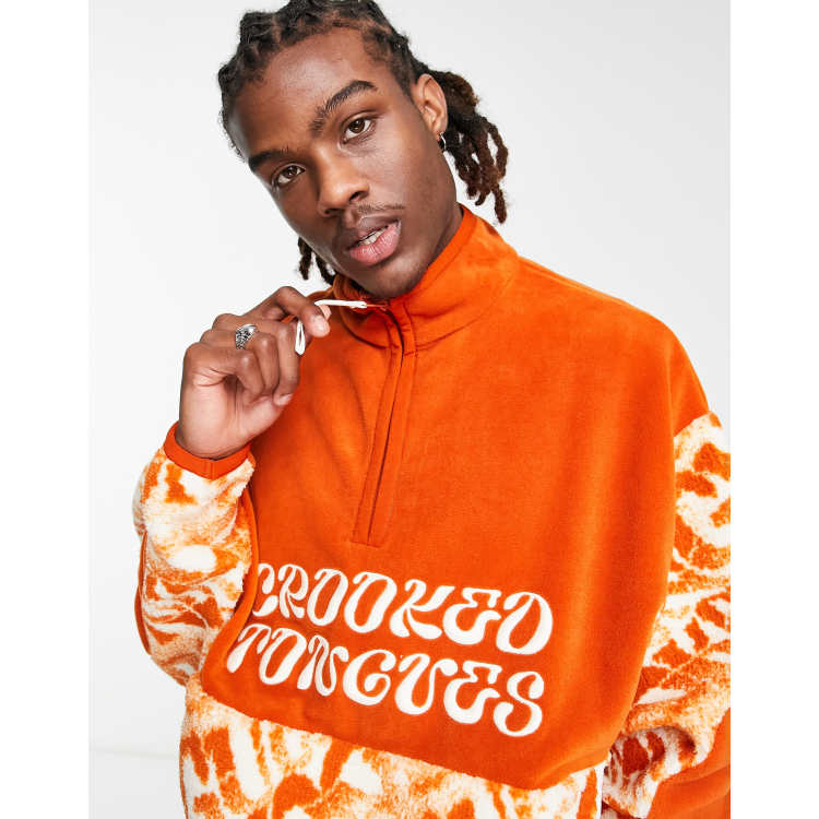 ASOS Design Oversized Hockey Jersey with City Print in Black and Orange