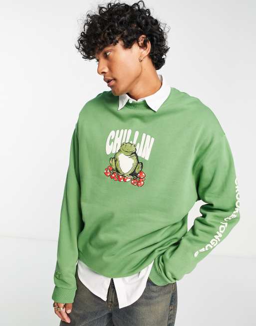 Crooked Tongues oversized sweatshirt with chillin' toad graphic