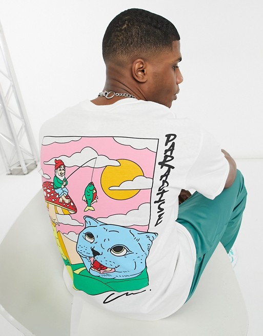 Crooked Tongues oversized t shirt in white with fantasy print
