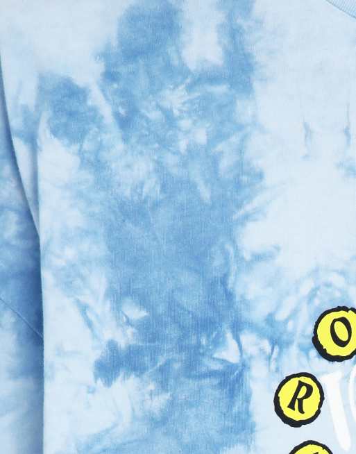 Crooked Tongues oversized t-shirt with back graphic print in blue tie dye wash , 4 of 4