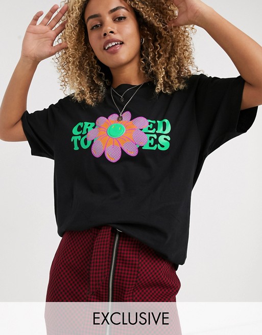 Crooked Tongues oversized t-shirt with flower print