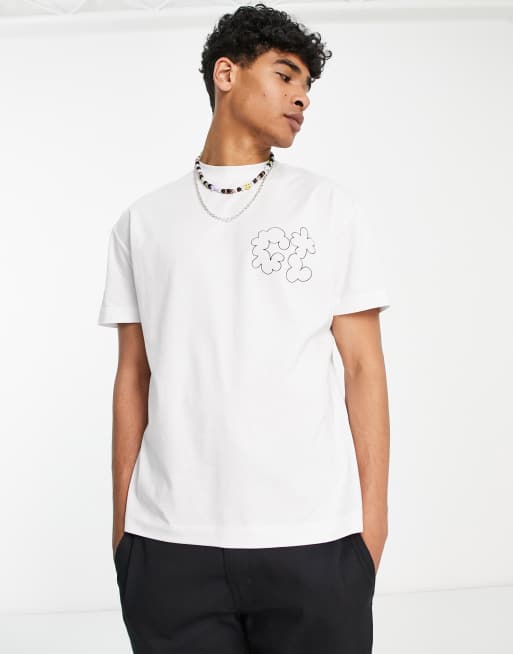 Crooked Tongues oversized t-shirt with golfing bear back graphic print in white, 2 of 3