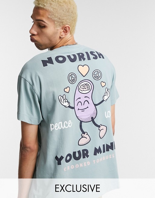 Crooked Tongues oversized t shirt with nourish your mind back print