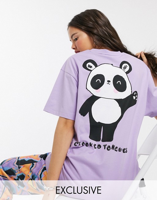 Crooked Tongues oversized t-shirt with panda print