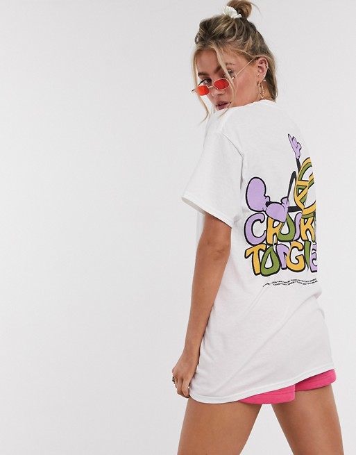 Crooked Tongues oversized t-shirt with peace graphic