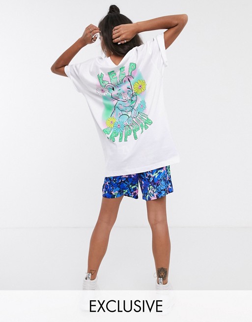 Crooked Tongues oversized t-shirt with trippin bear print