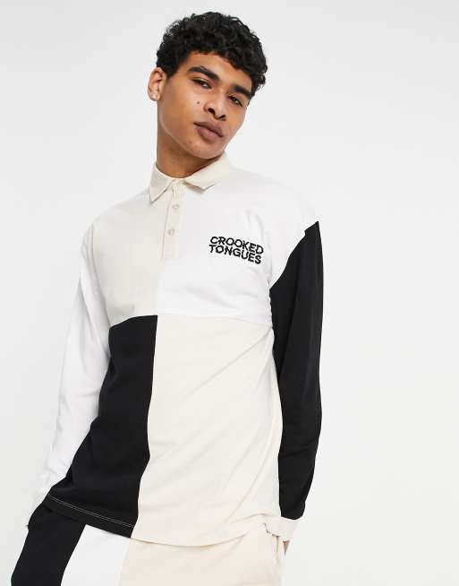 Crooked Tongues - Polo cut & sew color block multicolore in coordinato