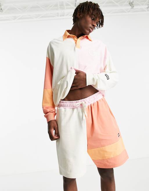 Crooked Tongues - Polo met kleurvlakken en borduursel in multi, deel van co-ord set